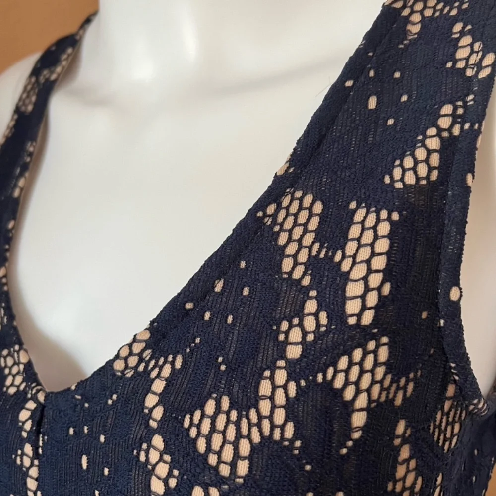 NWOT Navy Lace Floral Dress with Lining - Picture 3 of 9